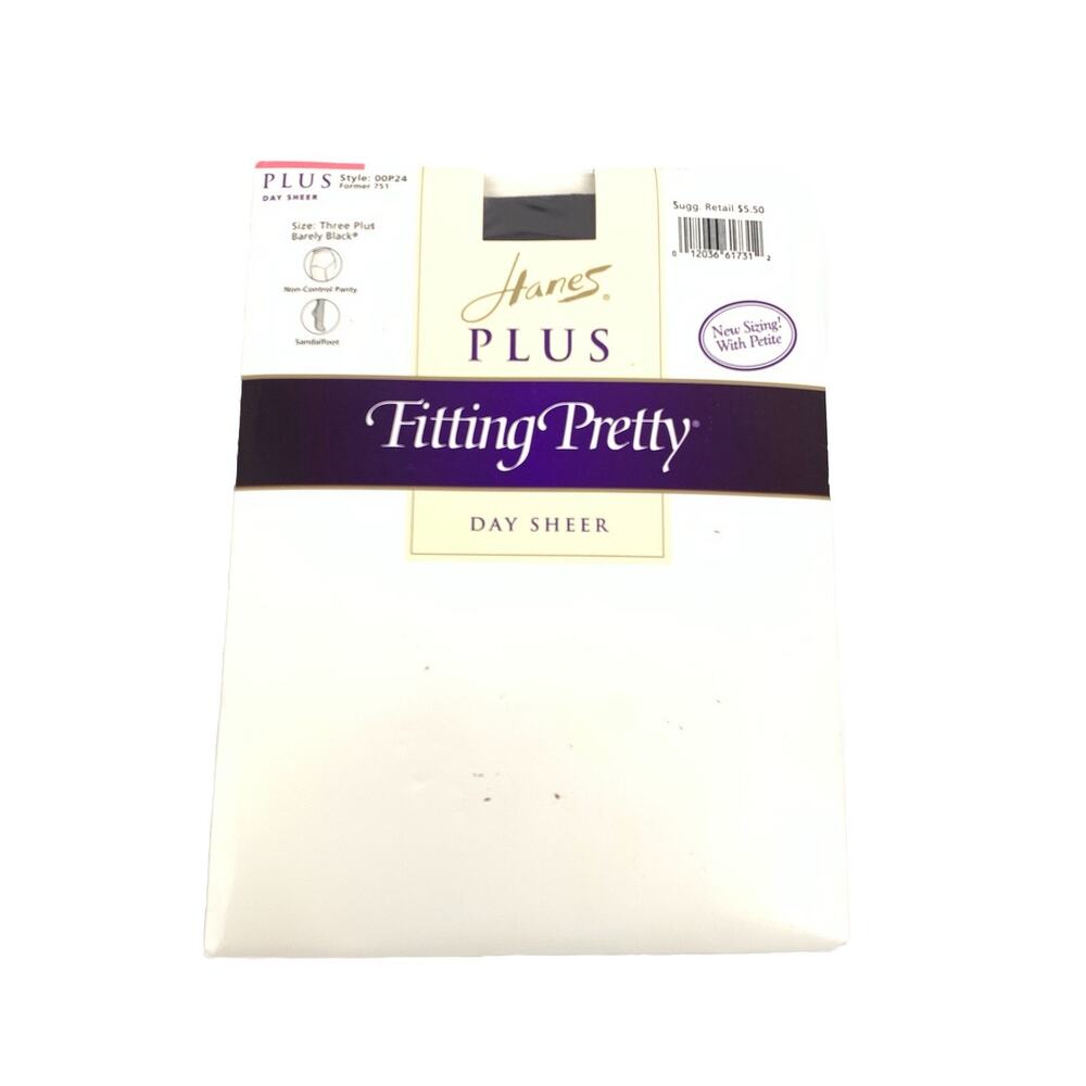 Vintage 1998 Hanes Plus Fitting Pretty Day Sheer Size 3+ Barely Black 00P24 751